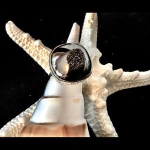 Sterling Silver and Black Druzy Ring